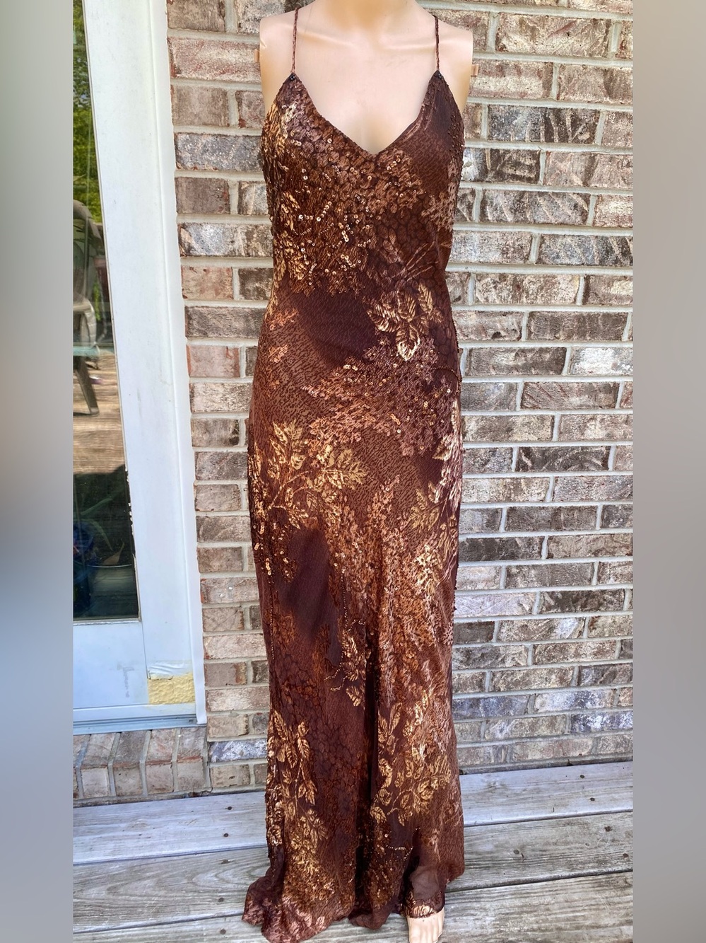 Rare Vintage Y2K Shaina June Beaded Silk Burnout Fairy Prom Dress - Picture 4 of 16